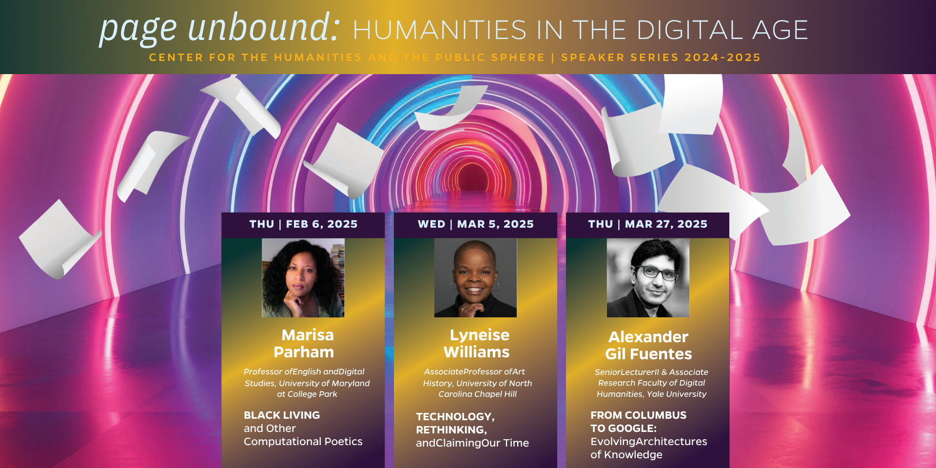 A series poster for Page Unbound: Humanities in the Digital Age