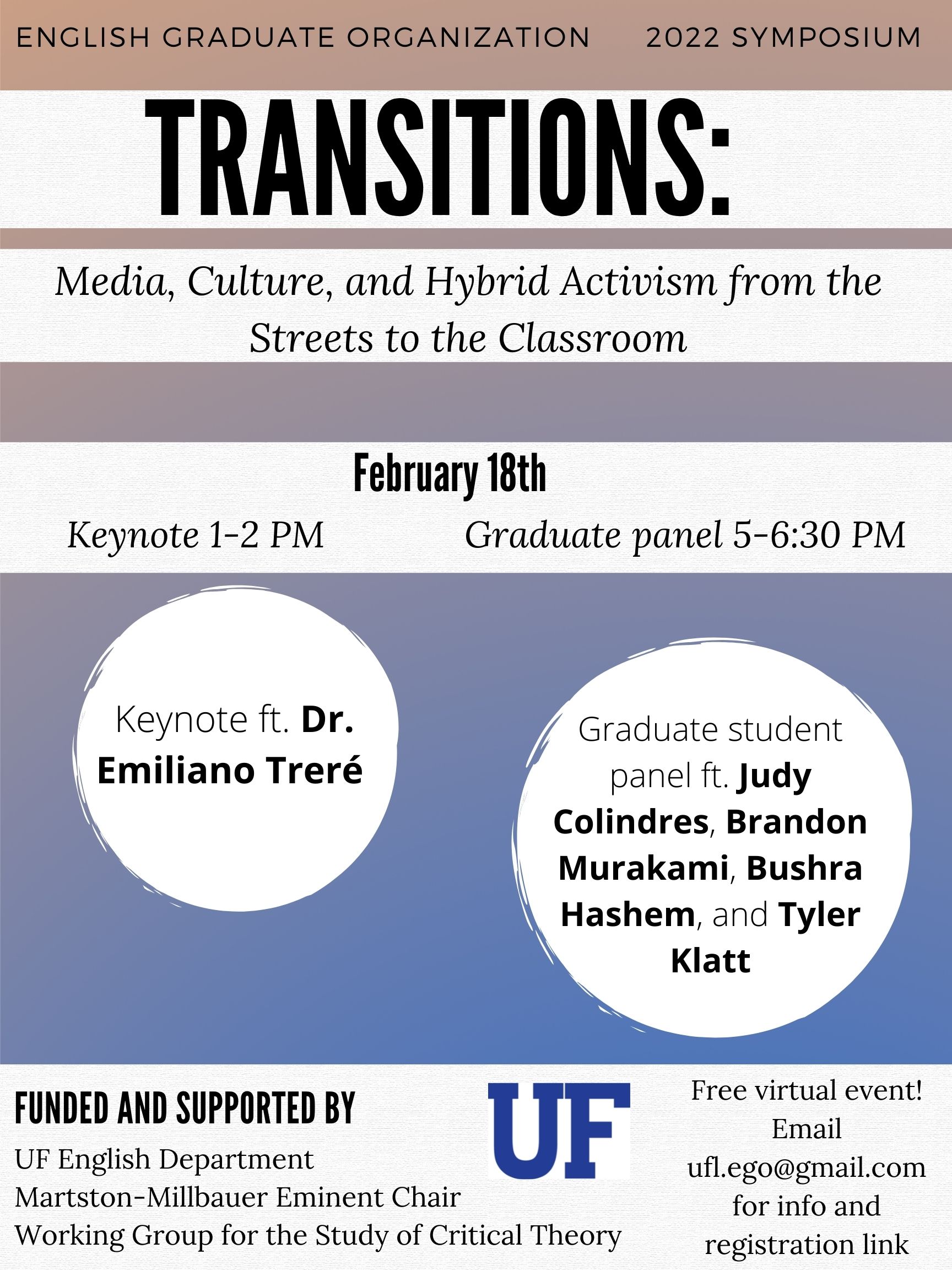 UF English Graduate Organization 2022 Symposium Transitions Media